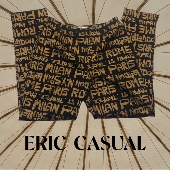 eric casual Pants & Jumpsuits Vintage Triuser Pants Text Graffiti